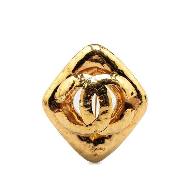 Pre-owned Chanel Gold Plated CC Rhombus Brooch Gold