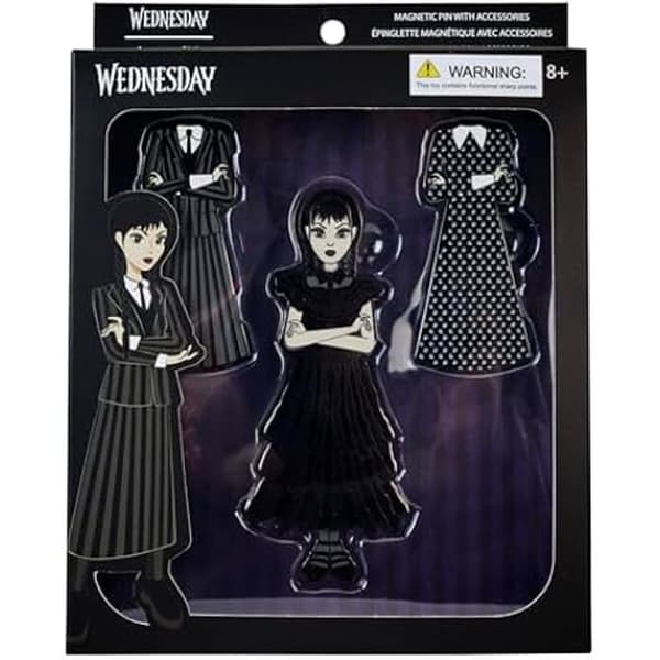 Pin i Emalj - LOUNGEFLY - Onsdag Addams - 3 Utbytbara Delar - Magnetiska Detaljer - Funko Krona