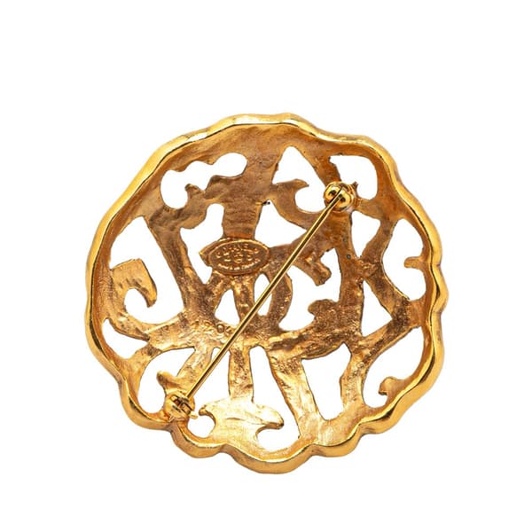 Pre-owned Chanel Gold Plated CC Filigree Brooch Gold