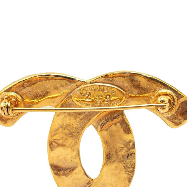 Pre-owned Chanel Gold Plated CC Brooch Gold