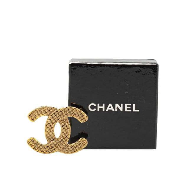 Pre-owned Chanel Gold Plated CC Brooch Gold