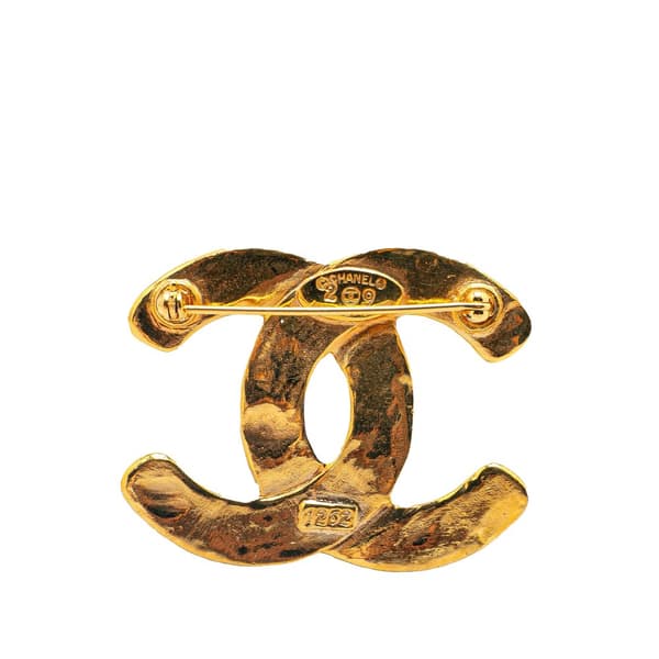 Pre-owned Chanel Gold Plated CC Brooch Gold
