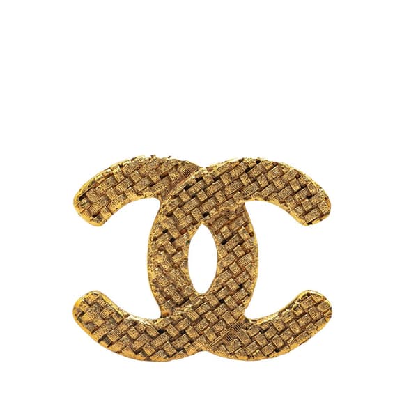Pre-owned Chanel Gold Plated CC Brooch Gold