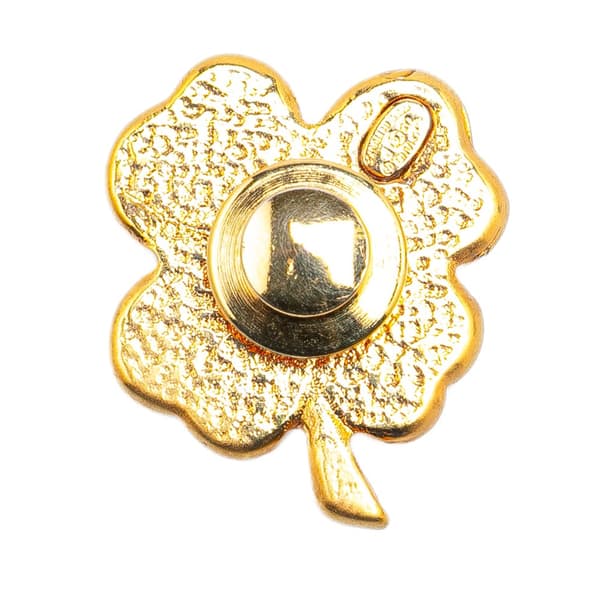 Pre-owned Chanel Gold Plated Resin Four Leaf Clover Brooch Gold