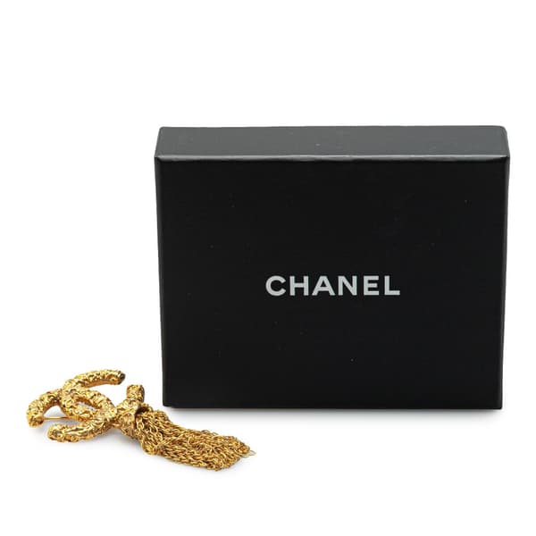 Pre-owned Chanel Gold Plated CC Fringe Brooch Gold