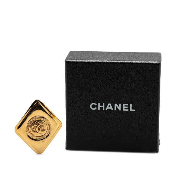 Pre-owned Chanel Gold Plated CC Diamond Brooch Gold