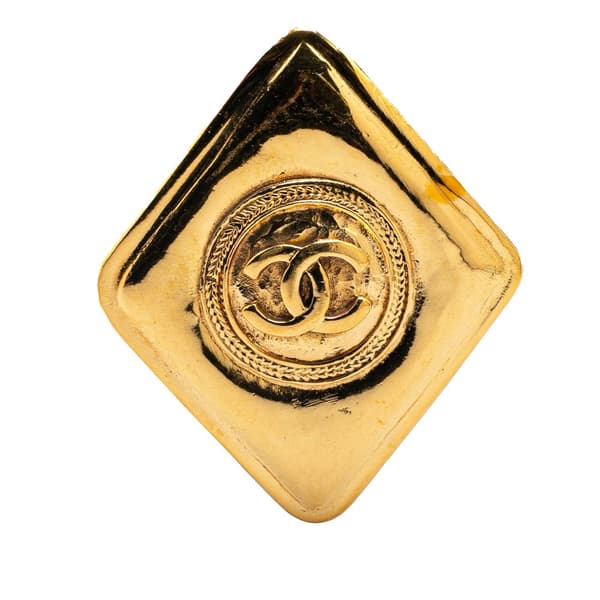 Pre-owned Chanel Gold Plated CC Diamond Brooch Gold