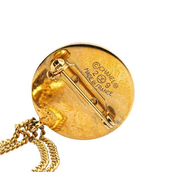 Pre-owned Chanel Gold Plated CC Quilted Flap Bag Brooch Gold