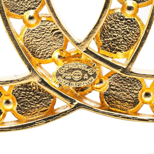 Pre-owned Chanel Gold Plated CC Rhinestone Brooch Gold