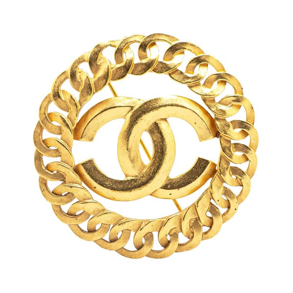 Pre-owned Chanel Gold Plated CC Chain Brooch Gold