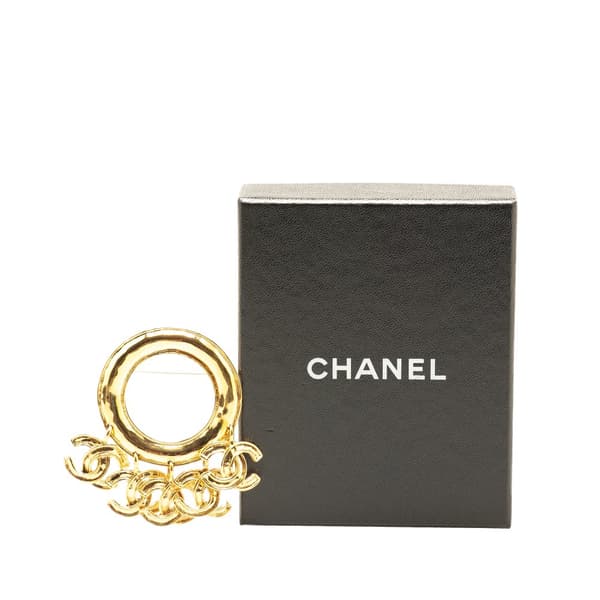 Pre-owned Chanel Gold Plated CC Charm Brooch Gold