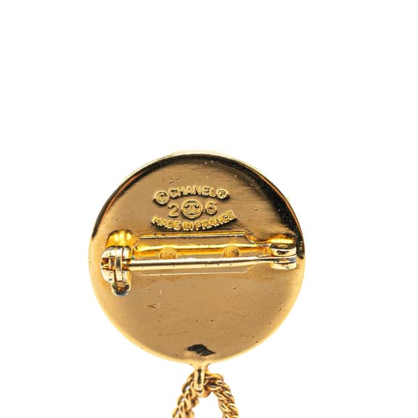 Pre-owned Chanel Gold Plated CC Quilted Flap Bag Brooch Gold