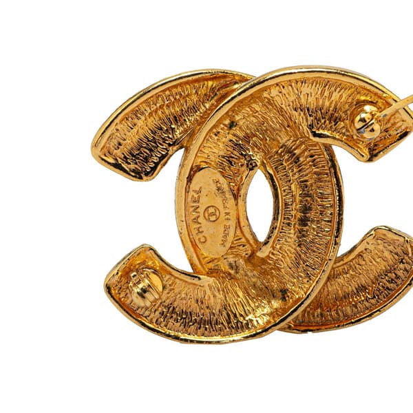 Pre-owned Chanel Gold Plated CC Quilted Brooch Gold