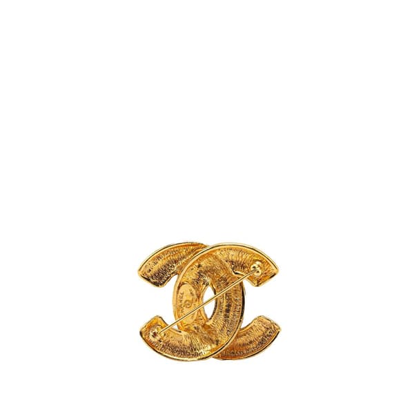 Pre-owned Chanel Gold Plated CC Quilted Brooch Gold