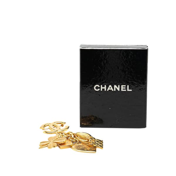 Pre-owned Chanel Gold Plated CC Iconic Lucky Charms Brooch Gold