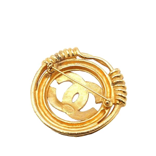 Pre-owned Chanel Gold Plated CC Brooch Gold