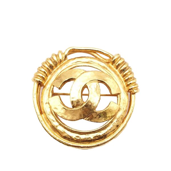 Pre-owned Chanel Gold Plated CC Brooch Gold