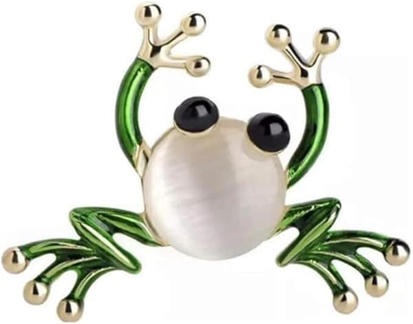 Söt grön groda Brosch för kvinnor Vintage Mode Djur Rolig Tecknad Froggy Bag Lapel Pins Badge Groda Insekt Brosch Bröllopsbrosch