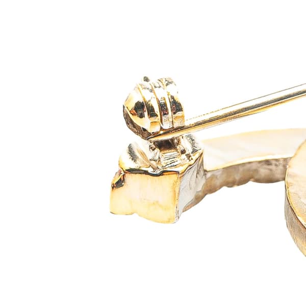 Pre-owned Chanel Gold Plated Rhinestone CC Quilted Brooch Gold