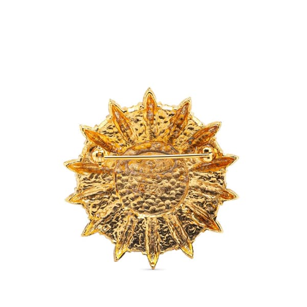Pre-owned Chanel Gold Plated Sunburst Brooch Gold