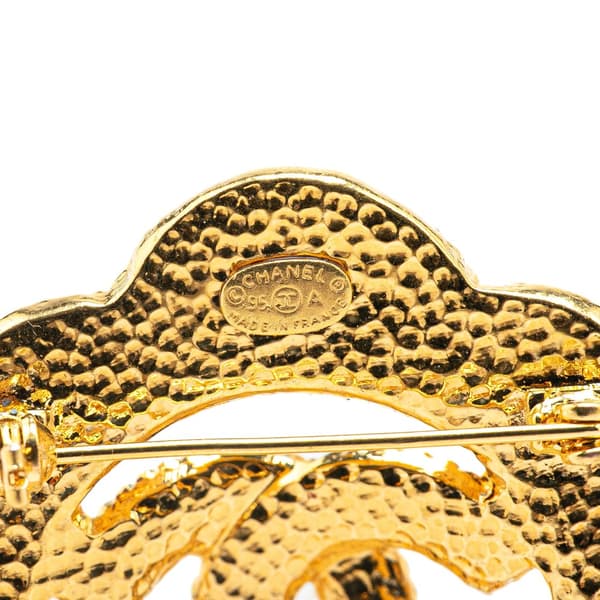 Pre-owned Chanel Gold Plated Gripore CC Brooch Gold