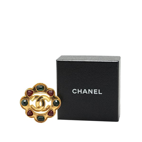 Pre-owned Chanel Gold Plated Gripore CC Brooch Gold