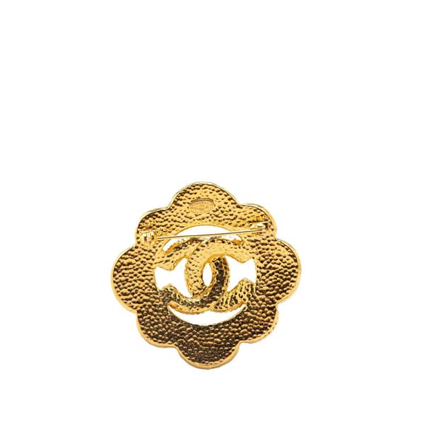 Pre-owned Chanel Gold Plated Gripore CC Brooch Gold