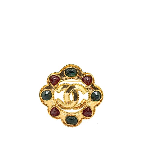 Pre-owned Chanel Gold Plated Gripore CC Brooch Gold