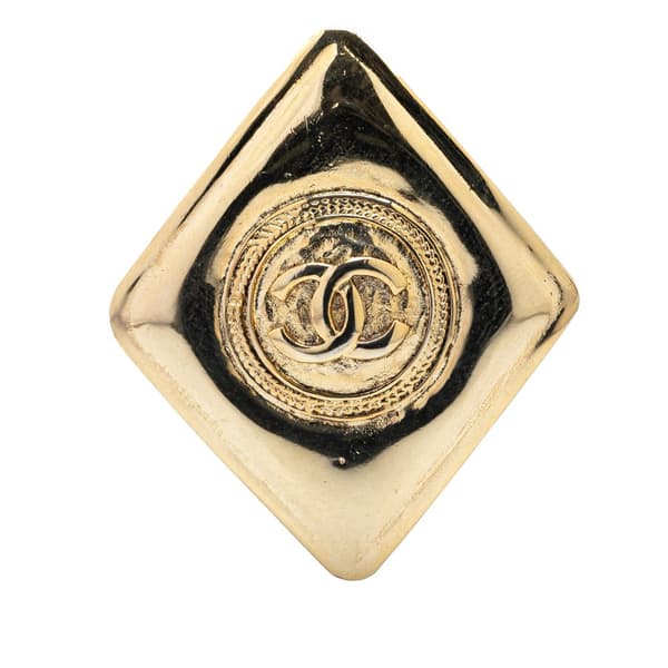 Pre-owned Chanel Gold Plated CC Diamond Brooch Gold