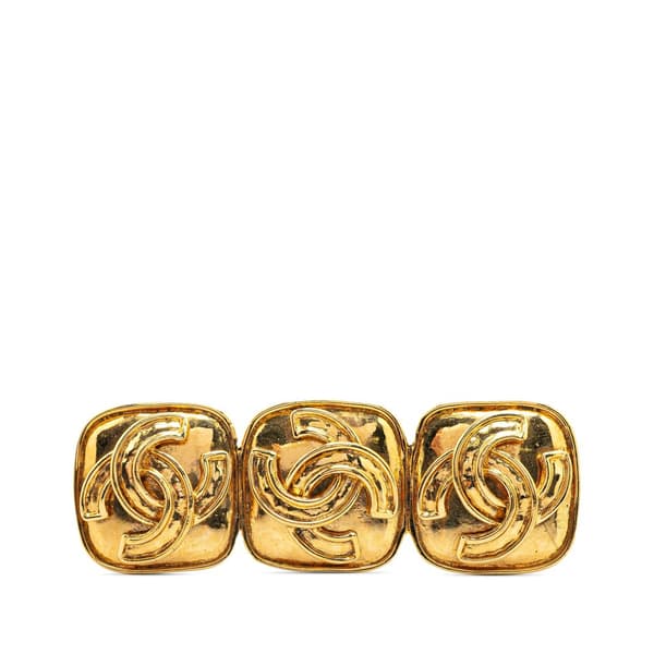 Pre-owned Chanel Gold Plated Triple CC Brooch Gold