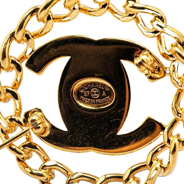 Pre-owned Chanel Gold Plated CC Turnlock Chain Brooch Gold