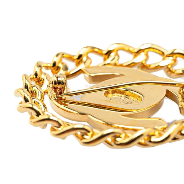 Pre-owned Chanel Gold Plated CC Turnlock Chain Brooch Gold