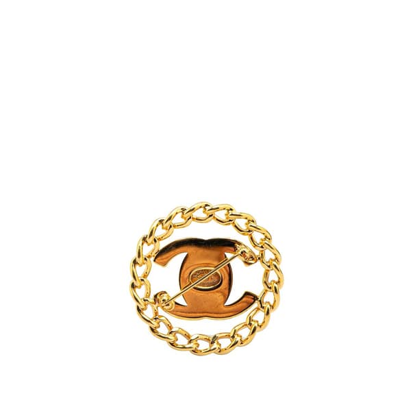Pre-owned Chanel Gold Plated CC Turnlock Chain Brooch Gold
