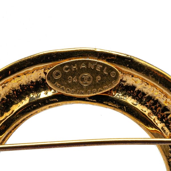 Pre-owned Chanel Gold Plated CC Hoop Brooch Gold