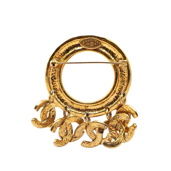 Pre-owned Chanel Gold Plated CC Hoop Brooch Gold