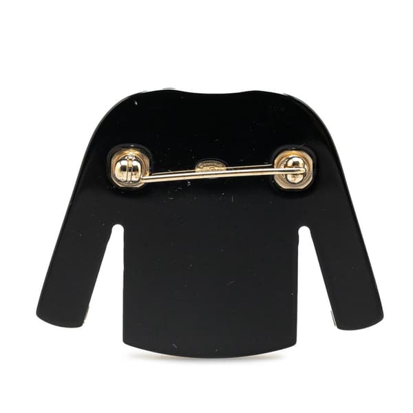 Pre-owned Chanel Resin and Pearl Tweed Cardigan Brooch Red