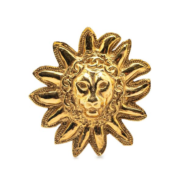 Pre-owned Chanel Gold Plated Sunburst Brooch Gold