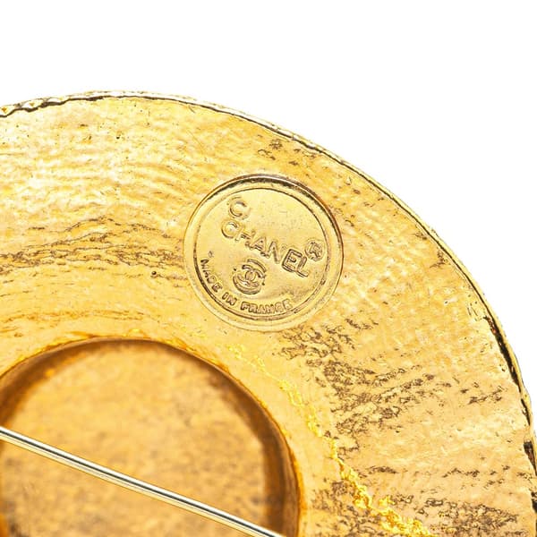 Pre-owned Chanel Gold Plated Straw Hat Brooch Gold