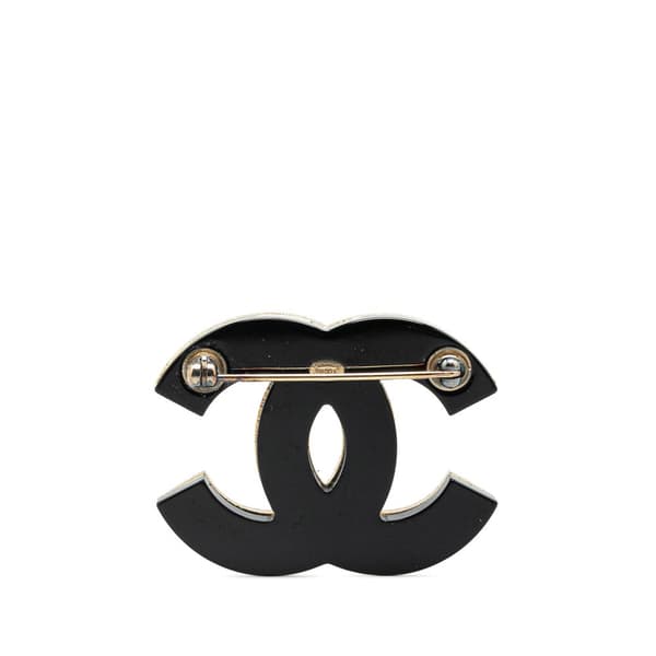 Pre-owned Chanel Gold Plated CC Crystal Brooch Gold