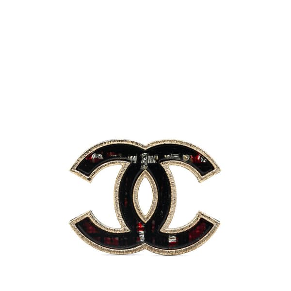 Pre-owned Chanel Gold Plated CC Crystal Brooch Gold