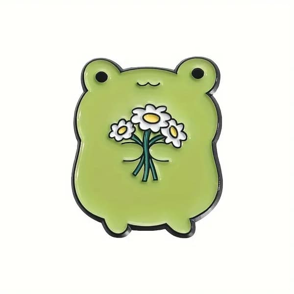 Brosje - Nål - Frosk med blomster