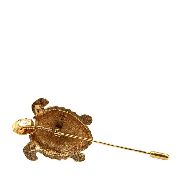 Pre-owned Chanel Gold Plated Turtle Pin Brooch Gold