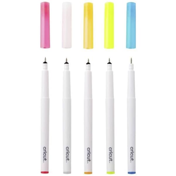 Cricut Joy™ Gel Pens - Set med 5 stift vit, blå, gul, orange, rosa