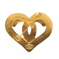 Miniatyrbillede 2 af 5: Pre-owned Chanel Gold Plated CC Heart Brooch Gold