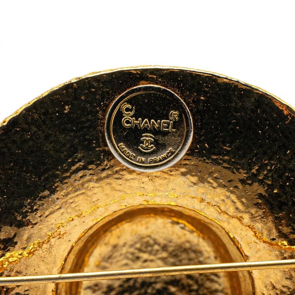 Pre-owned Chanel Gold Plated Straw Hat Brooch Gold