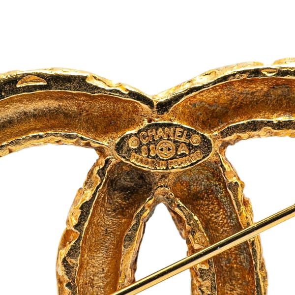 Pre-owned Chanel Gold Plated CC Logo Brooch Gold