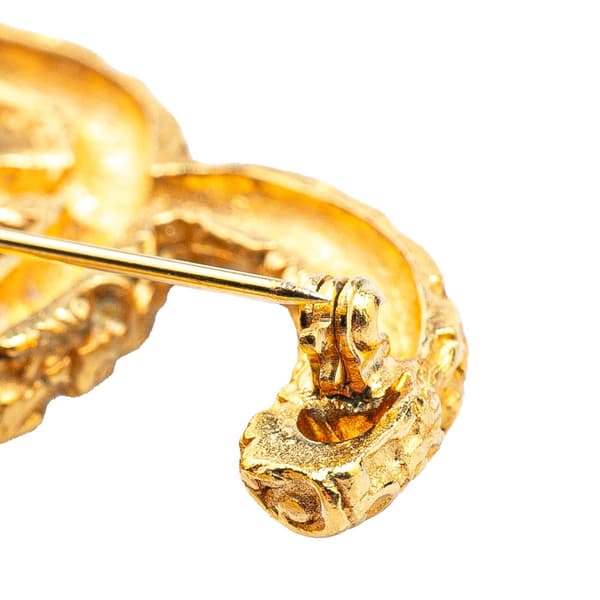 Pre-owned Chanel Gold Plated CC Logo Brooch Gold