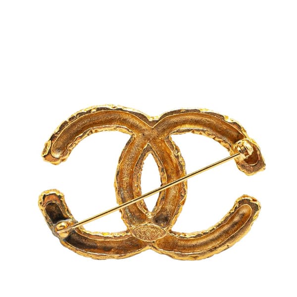Pre-owned Chanel Gold Plated CC Logo Brooch Gold