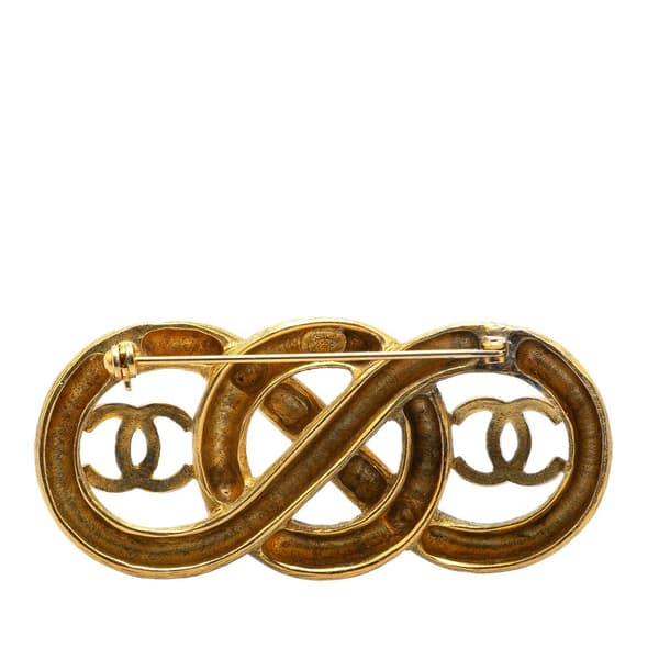 Pre-owned Chanel Gold Plated Infinity CC Brooch Gold