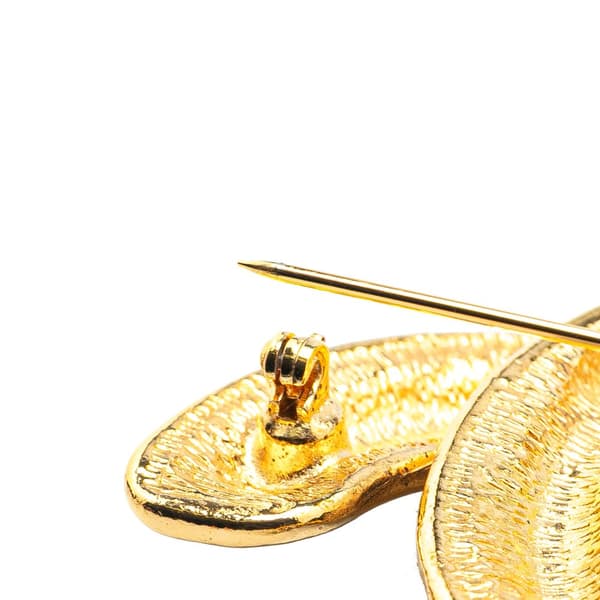 Pre-owned Chanel Gold Plated CC Quilted Brooch Gold